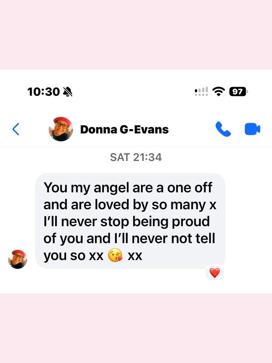 A client's message telling Hayley she is a one off and loved by so many